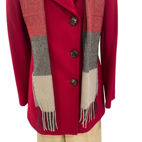London Fog Red Wool Blend Peacoat Scarf Medium Women Winter Classic Trendy - Picture 7 of 12